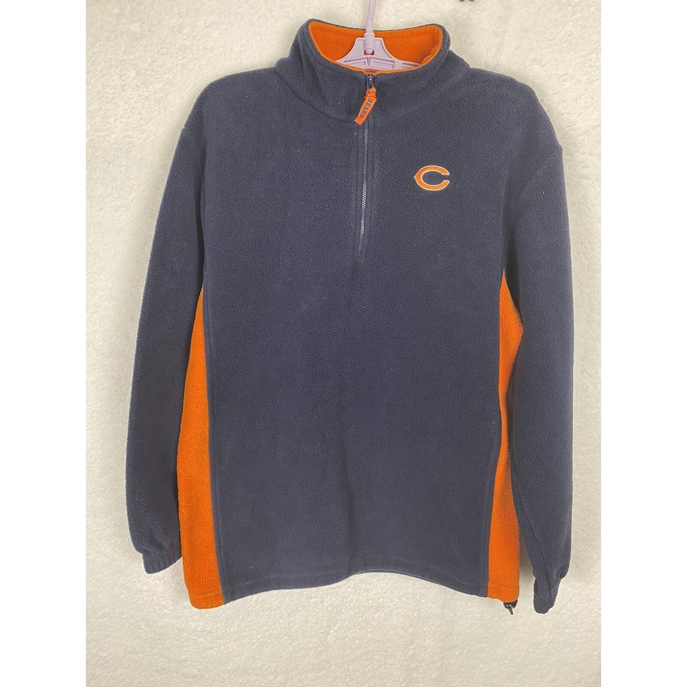 NFL Chicago Bears pullover fleece 1/4 zip Size M Blue/Orange Payton 85 Bears